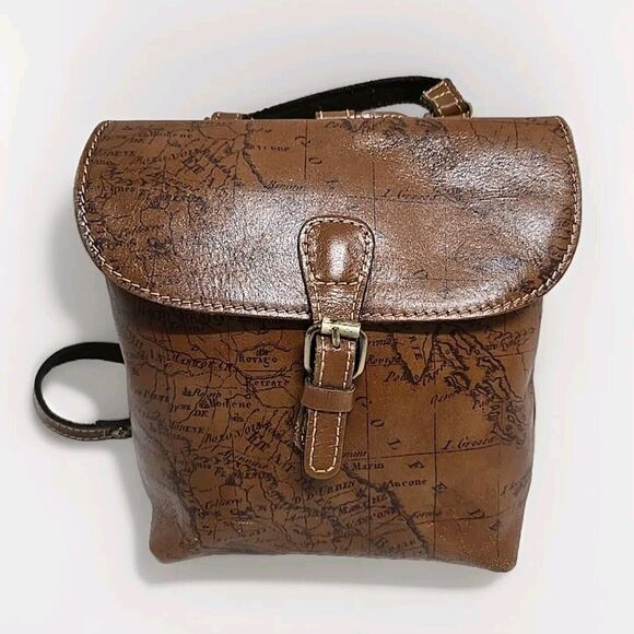 Patricia Nash Handbags - Patricia Nash Vatoni Map Small Convertible Genuine Leather Backpack Brown